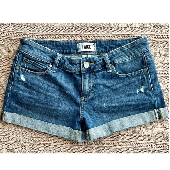 Paige Denim Cuffed Distressed Jean Shorts - Picture 1 of 5